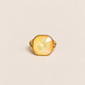 Bague Agathe orange – Bague fine dorée pierre carrée orange ajustable