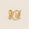 Bague Giulia – Bague ouverte dorée cœurs martelés ajustable