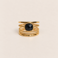 Bague Nina agate noire – Bague dorée pierre naturelle ajustable