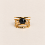 Bague Nina agate noire – Bague dorée pierre naturelle ajustable