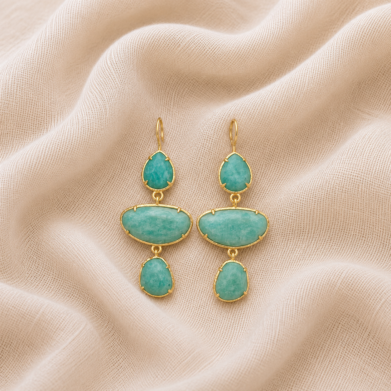 Boucles amazonite longues