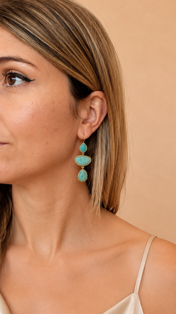 Boucles amazonite longues