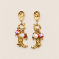Boucles d'oreilles Chloé – Boucles pendantes dorées perles et charms colorés
