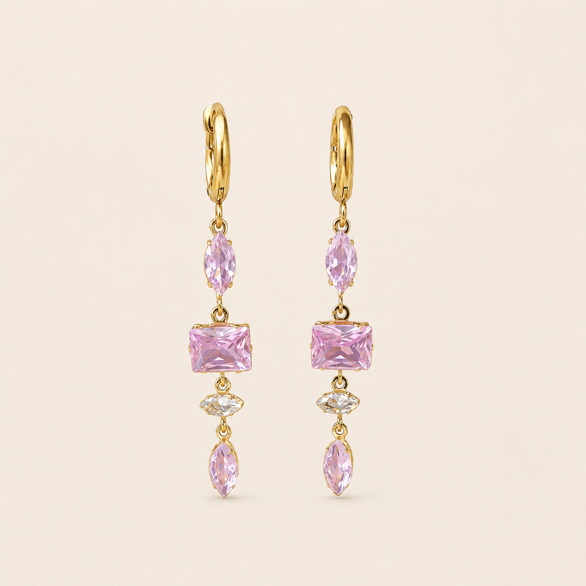 Boucles pendantes roses Mia – Soleina