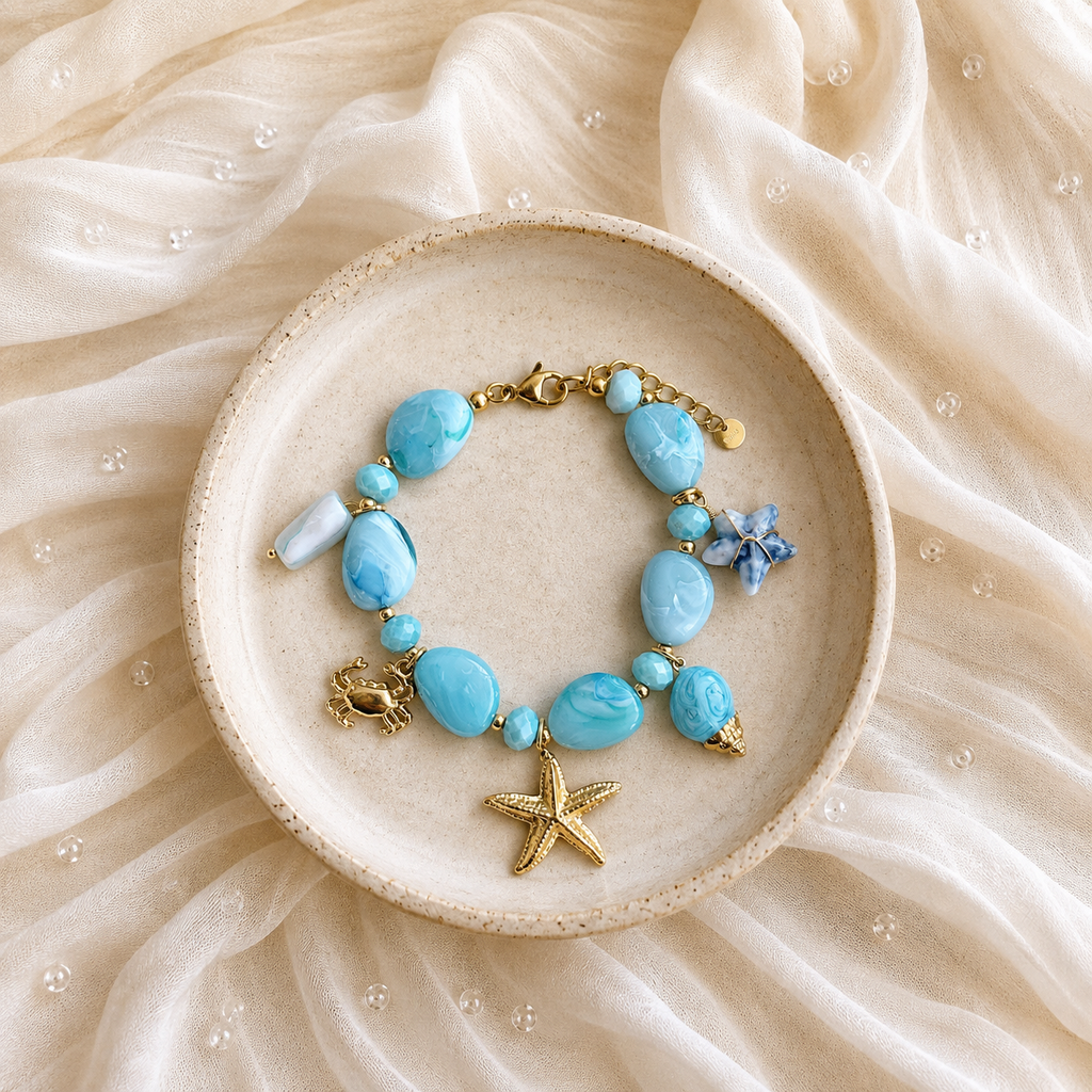 Bracelet bleu breloques marines – Soleina