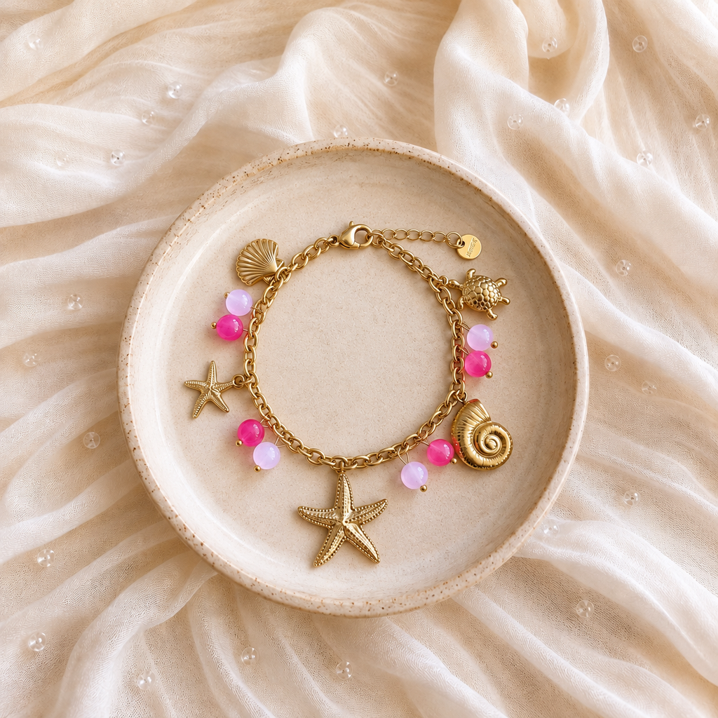 Bracelet breloques roses étoile de mer – Soleina