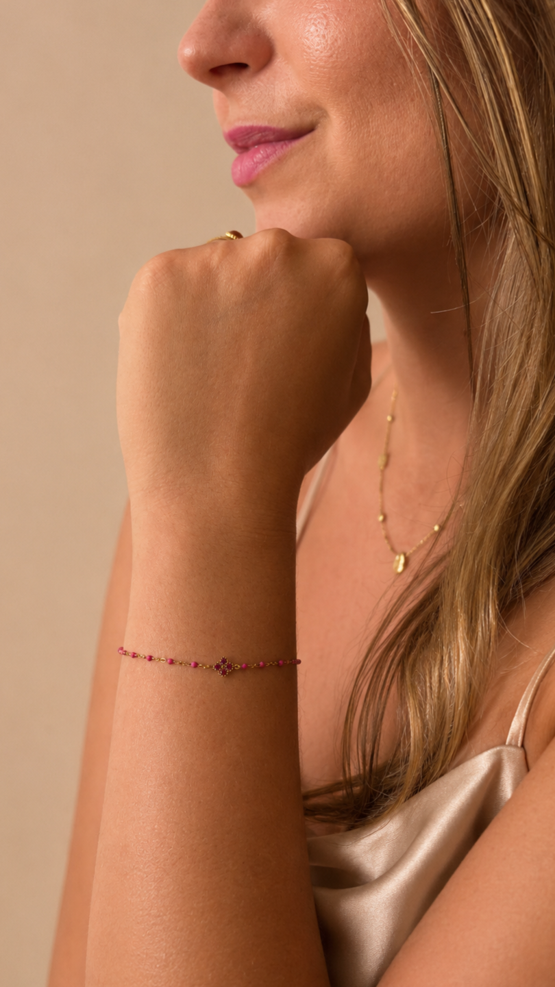 Bracelet perles Talia fushia