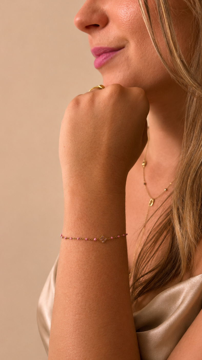 Bracelet perles Talia rose
