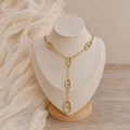 Collier en Y maille marine doré – Soleina