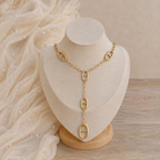 Collier en Y maille marine doré – Soleina