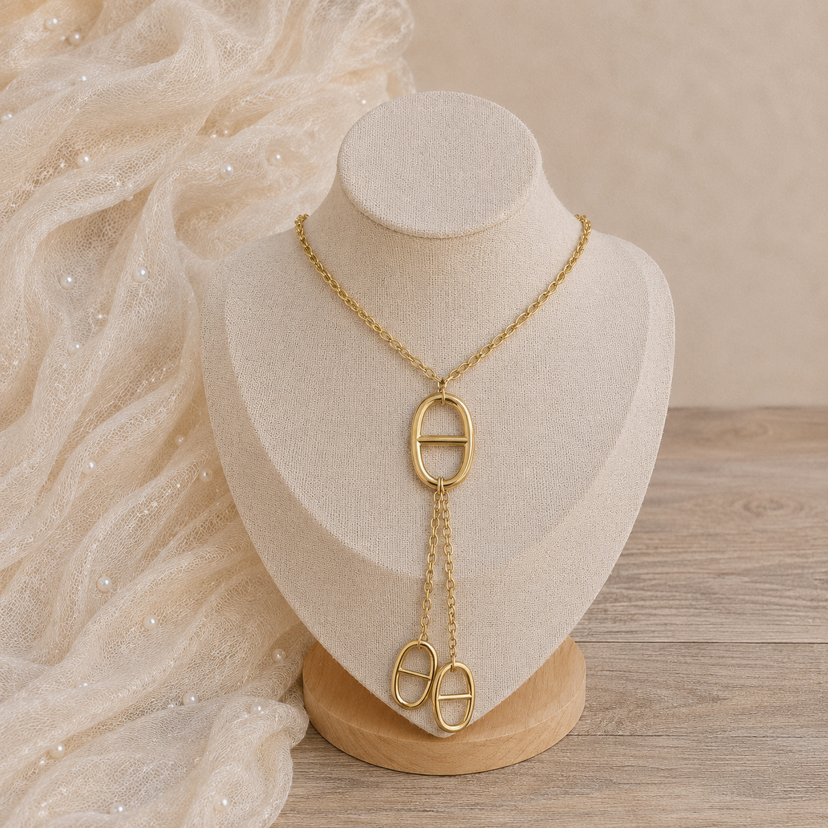 Sautoir maille marine large doré – Soleina