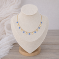 Collier fin pampilles cristaux bleus