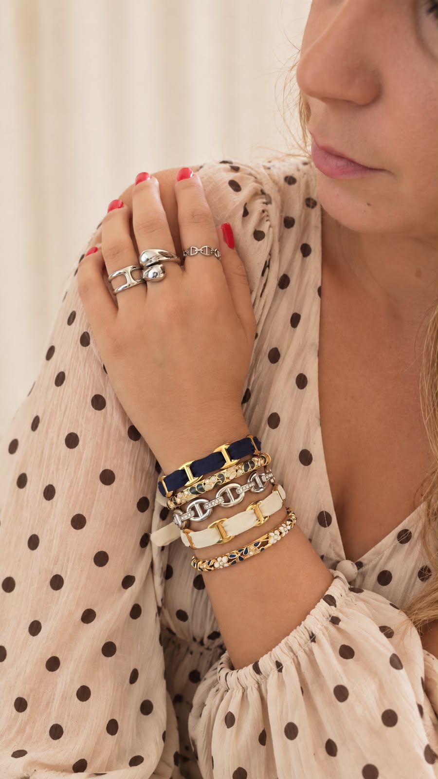 Jonc maille marine strass argenté – Soleina
