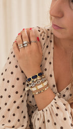 Jonc maille marine strass argenté – Soleina
