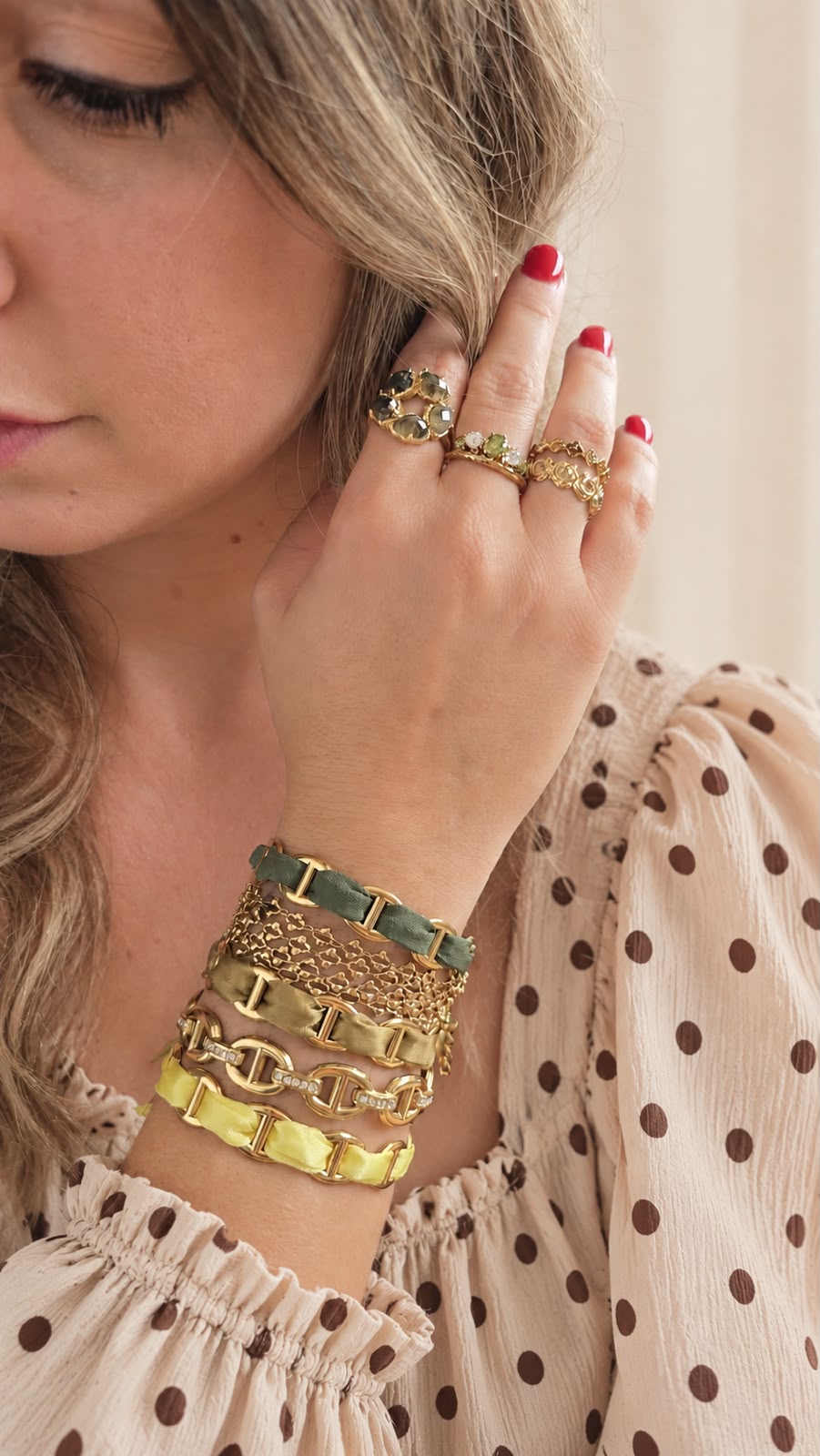 Jonc maille marine strass doré – Soleina