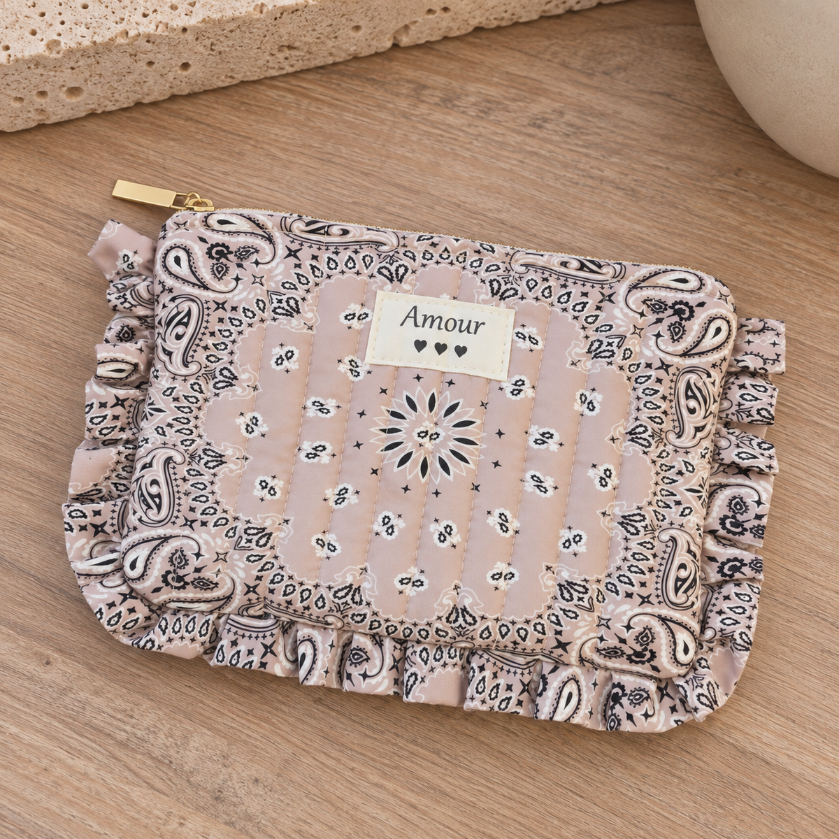 Petite pochette bandana taupe – Soleina