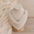 Sautoir maille marine argenté gros maillons – Soleina