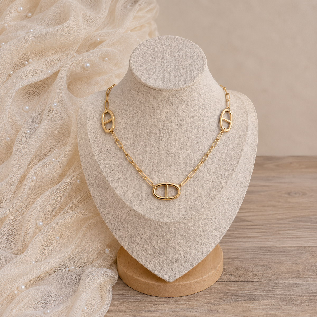 Sautoir maille marine doré gros maillons – Soleina