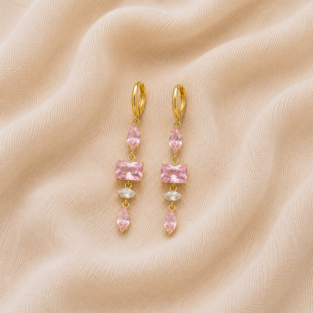 Boucles pendantes roses Mia