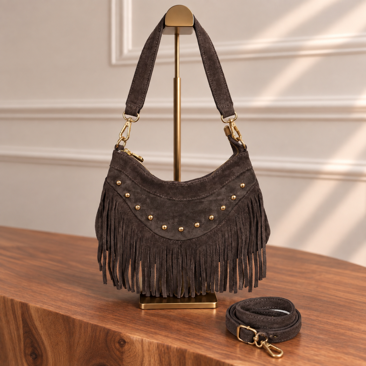 Sac à main en cuir chocolat – Soleina